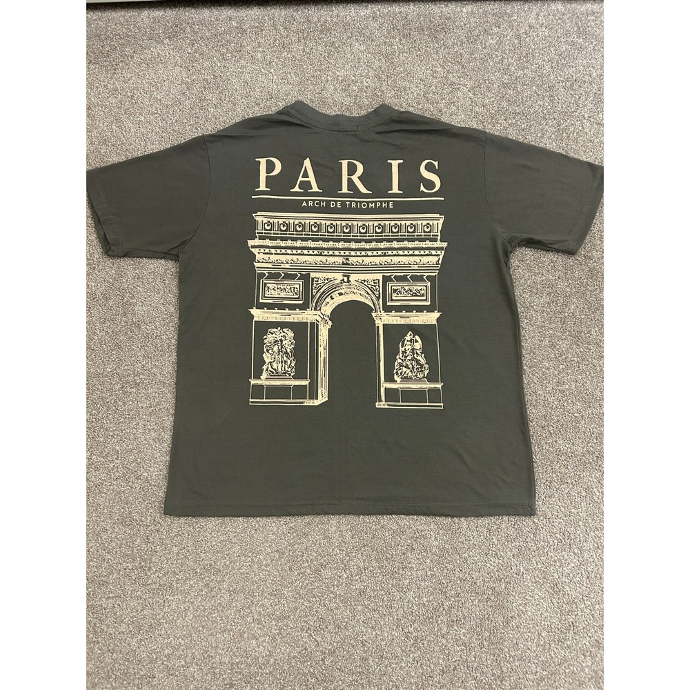 VTG Paris Arch De Triomphe T-Shirt Mens XL Gray Graphic Tee Excellent